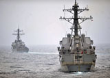 STK105206M
USS Porter and USS Nitze participate in a simulated strait transit exercise.