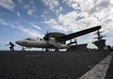 STK105577M
An E-2C Hawkeye aircraft prepares to launch from the flight deck of USS Carl Vinson.