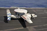 STK106207M
An E-2C Hawkeye lands aboard the aircraft carrier USS Dwight D. Eisenhower.