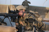 STK106549M
A sniper provides overwatch security in Afghanistan.