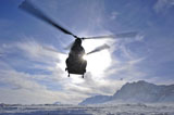 STK106598M
A CH-47 Chinook helicopter takes off from a remote landing zone.