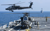 STK106688M
An Army AH-64D Apache helicopter takes off from USS Ponce.