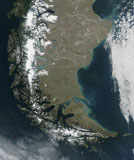 STK200034S
The rugged, snow-capped Andes dominate the left side of this image of Southern Chile and Argentina.