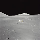 STK200073S
An astronaut working at the Lunar Roving Vehicle during Apollo 17.