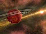 STK200883S
A possible newfound planet spins through a clearing in a nearby star's dusty, planet-forming disc.