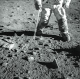 STK201225S
A close-up view of an astronaut during an Apollo moonwalk.