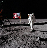 STK201246S
Astronaut salutes the American flag during an Apollo 11 moonwalk.