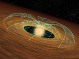 STK201325S
A dusty planet-forming disk in orbit around a whirling young star.