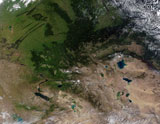 STK201998S
The change in vegetation between Russia and northern Mongolia.