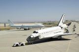 STK202753S
Space shuttle Atlantis is towed past a modified Boeing 747.