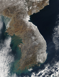 STK203576S
Satellite view of snowfall along South Korea's east coast.