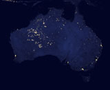 STK204107S
Satellite view showing the night lights of Australia.