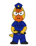 STK600012P
Illustration of a Pachycephalosaurus police officer.
