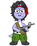 STK600019P
Illustration of a Brontosaurus dressed as Rambo.