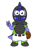 STK600045P
Illustration of a Parasaurolophus baseball catcher.