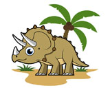 STK600085P
Cute illustration of a Triceratops in a tropical climate.