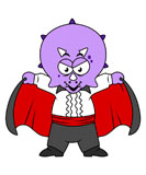 STK600147P
Illustration of a Ceratops dinosaur dressed up as Count Dracula.