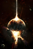 TDB100023S
A concentrated gamma ray strikes a planet, tearing it open.