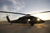 TMO100034M
A UH-60 Blackhawk Medivac helicopter sits on the flight deck at Camp Warhorse.