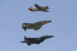 TMO100696M
An F-15 Eagle, P-47 Thunderbolt, and F-4 Phantom fly a heritage flight.
