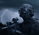 TWE300037M
Special operations forces soldier equipped with night vision and an HK416 assault rifle.