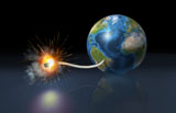 VET200027S
Earth globe with a fuse lighted up as a time bomb.