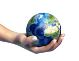 VET200028S
Human hand holding planet earth.