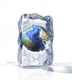 VET200035S
Planet Earth frozen inside of an ice block.