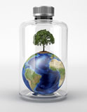 VET200037S
Planet Earth with a tree on top, inside a glass bottle.