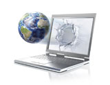 VET200039S
Planet Earth globe coming out from a laptop computer.