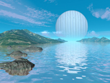 WMY100002S
Illustration of a hypothetical idyllic landscape on a distant alien planet.