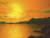WMY100026S
A hypothetical view across a rocky and watery terrain on extrasolar planet Gliese 581 c.
