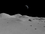 WMY100046S
Artist's concept of a view across the surface of the Moon towards Earth in the distance.