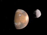 WMY100047S
Artist's concept of Mars and it's moon, Dione.
