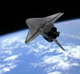 WMY100094S
Artist's concept of a space shuttle entering Earth orbit.