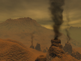 WMY100124S
Artist's concept of volcanic activity on the surface of Venus.