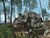 WMY100156P
A herbivorous dinocephalian therapsid grazes on a hilltop.