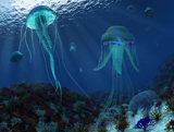 WMY100164P
A swarm of jellyfish swim the Panthalassic Ocean.
