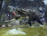 WMY100209P
A Suchomimus snags a shark from a lush estuary