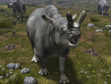 WMY100218P
A Brontotherium leaves his forest habitat in search of a meal.