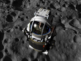 WMY100227S
An astronaut piloting a Manned Maneuvering Vehicle above the surface of an asteroid.