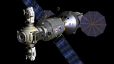 WMY100234S
Artist's concept of a Deep Space Vehicle with Extended Stay Module and Manned Maneuvering Vehicles.