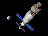 WMY100259S
A manned Soyuz TMA-M spacecraft docked with an extended stay module.