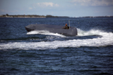 WOD100067M
A Multi-Role Combat Craft makees a high speed turn off Marathon Key, Florida.
