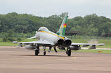 ZDN100104M
A Eurofighter Typhoon of the Royal Air Force taxis to the end of the runway.