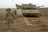 ZDN100106M
Track replacement on a Israel Defense Force Merkava Mark IV main battle tank.