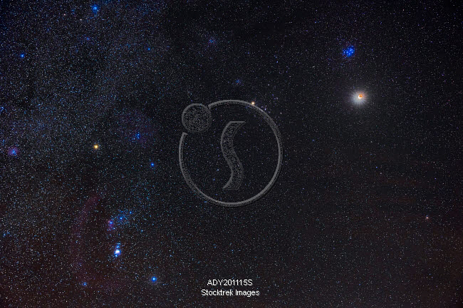 Partial eclipse of the moon below the Pleiades star cluster, and with ...
