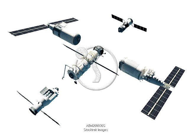 Iss Exploded Chinese Space Station Tiangong 2022, exploded view. | Stocktrek Images