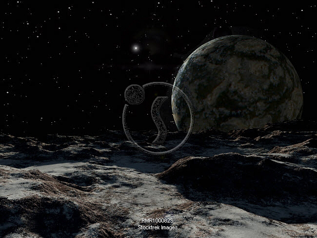 A view from the surface of a large Kuiper Belt Object. | Stocktrek Images