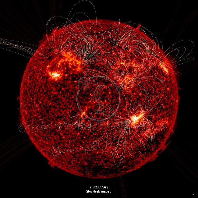 Magnetic field lines on the Sun. | Stocktrek Images